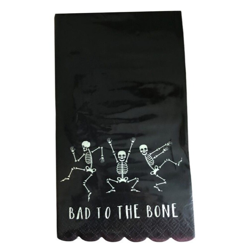Halloween Paper Dinner Napkins Buffet Towels Skeletons 32 CT Black Decoupage